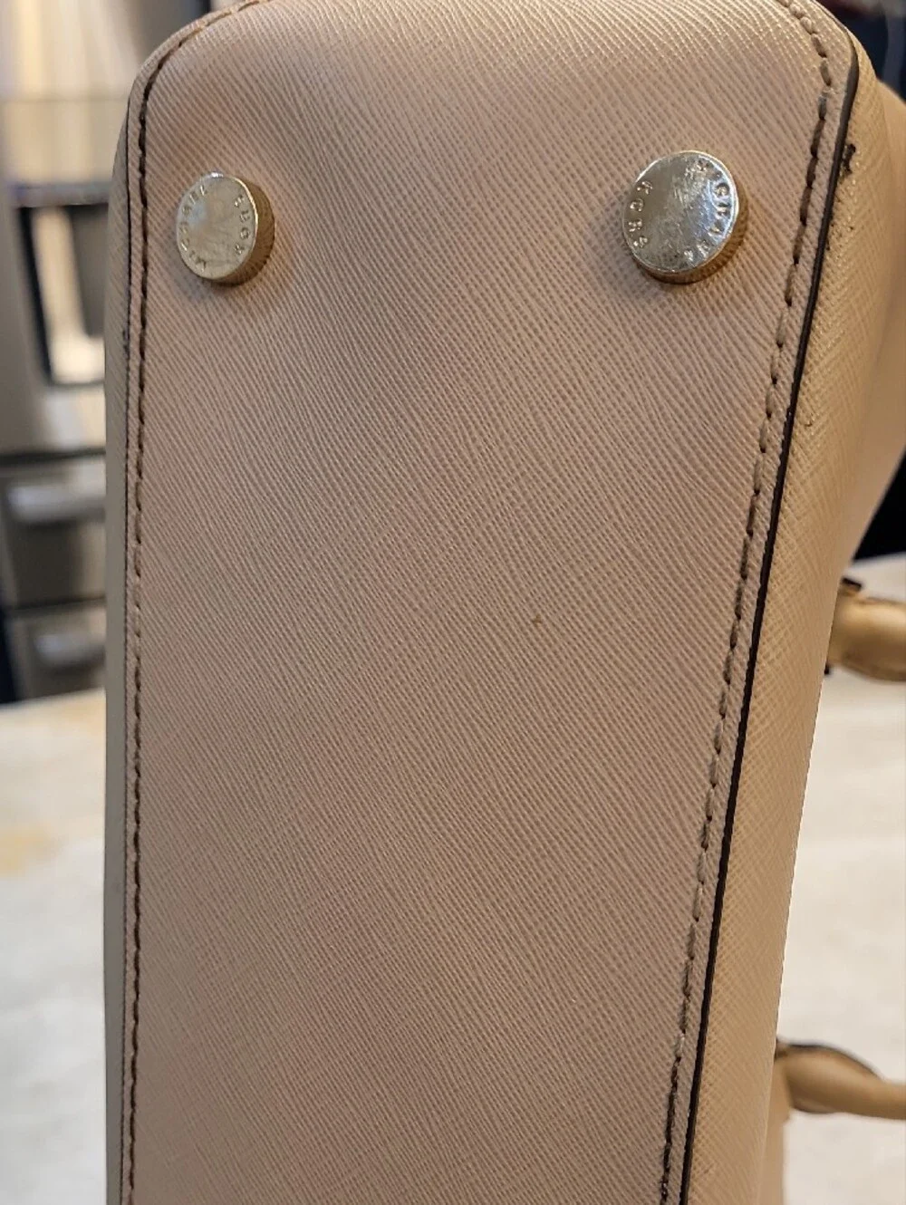 Michael Kors Taupe Saffiano Leather Satchel with Gold Hardware
